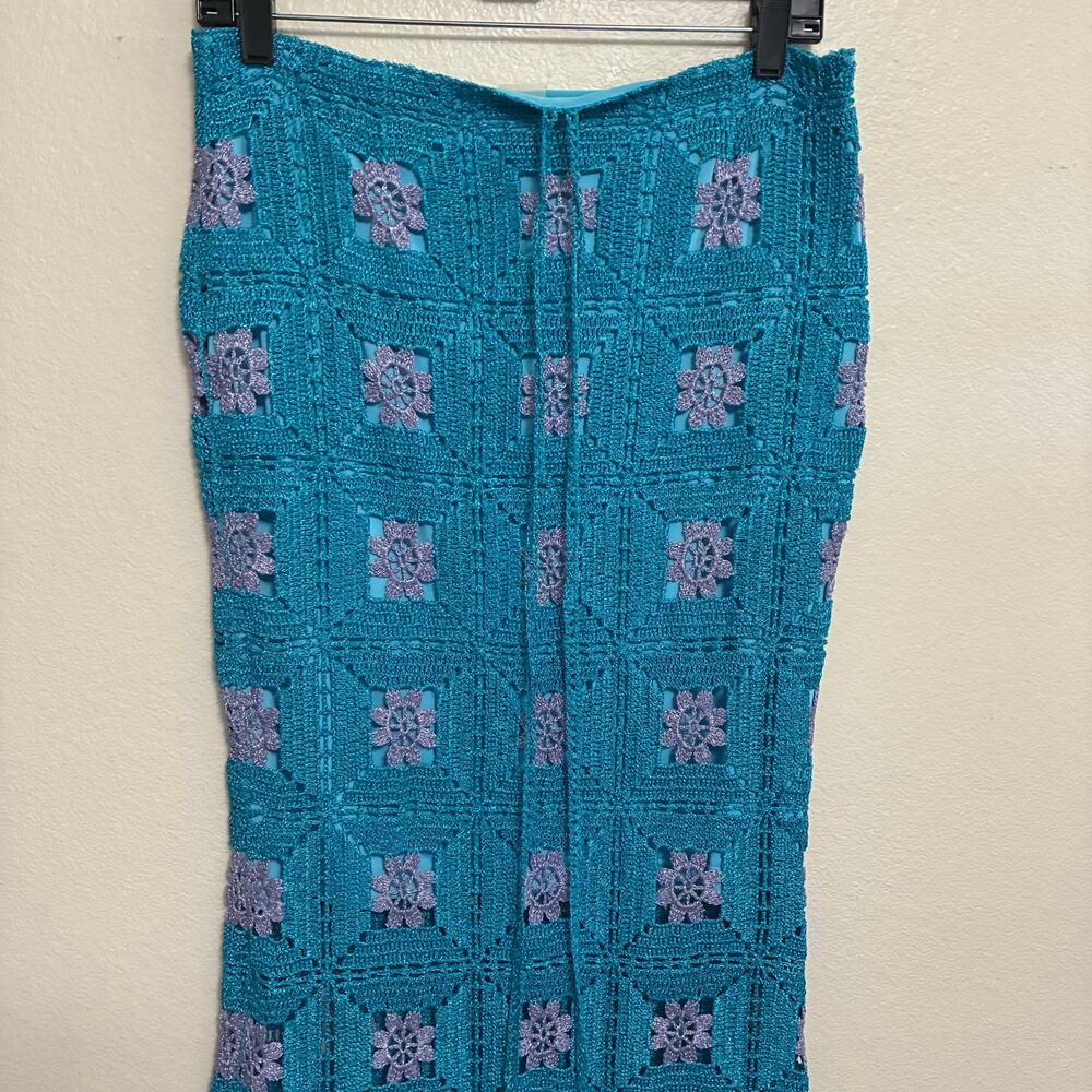 NWT! LisaMaree The 'Right Here Now' 2 Piece Crochet Set In Turquoise Size S - Picture 10 of 15